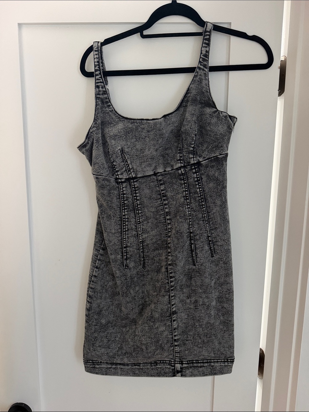No Boundaries Washed Black Denim Mini Dress size 8-10 M